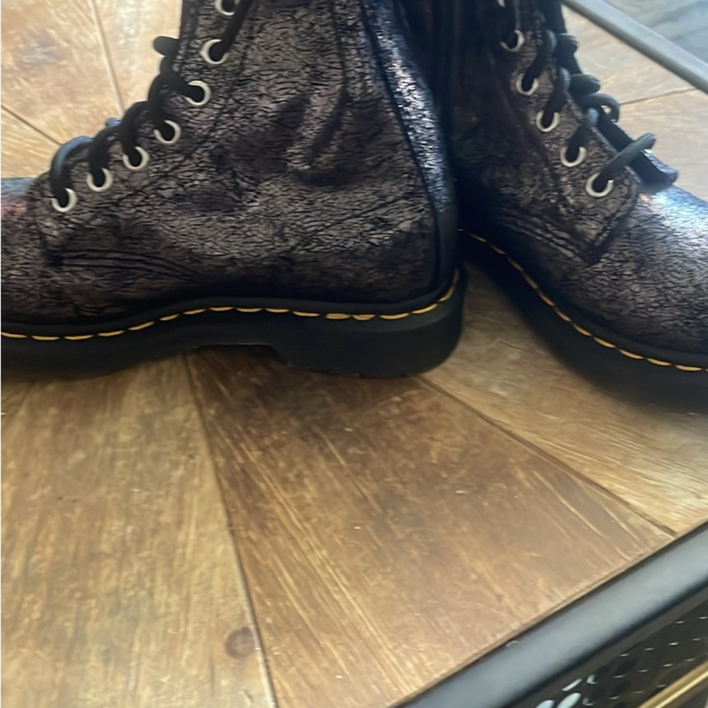 Black Textured Boots with Yellow Details Dr Martin’s